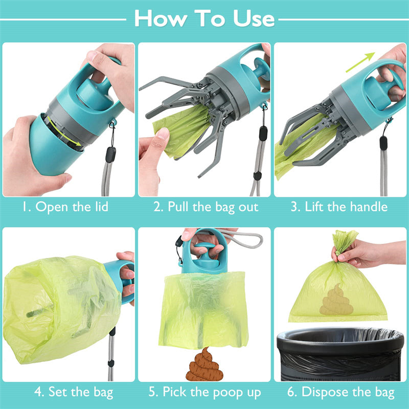 Portable Dog Poop Scooper With Built-in Dispenser